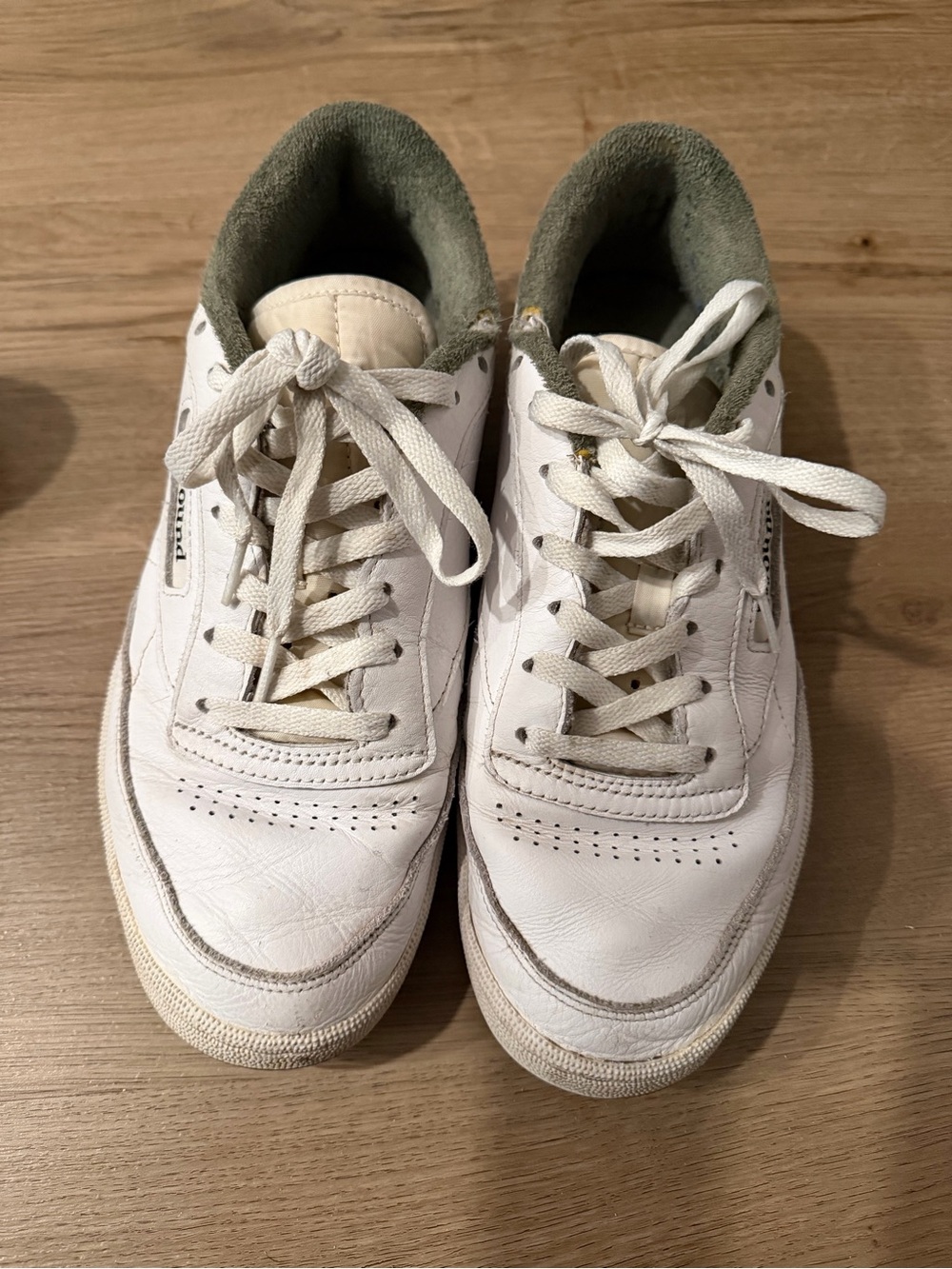 JJJJound x Reebok White Leather Sneakers with Olive Collar